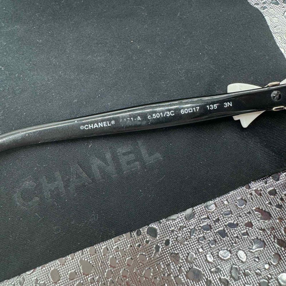 Chanel Sunglasses Womens Black White CC Bow Ribbon Silver Logo Oversized - Picture 3 of 7